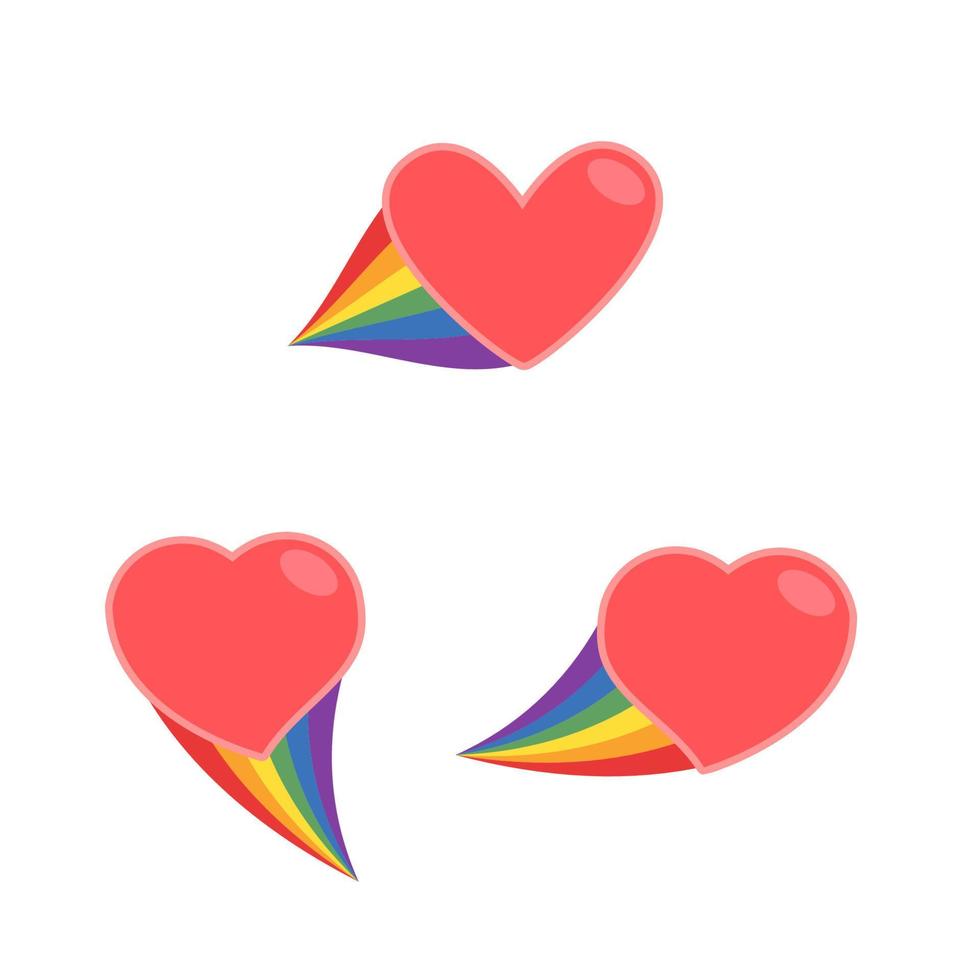 Heart icon with rainbow flag tail. Lgbt support and love design. Lesbian, Gay, Bisexual, Transgender representation symbol. vector