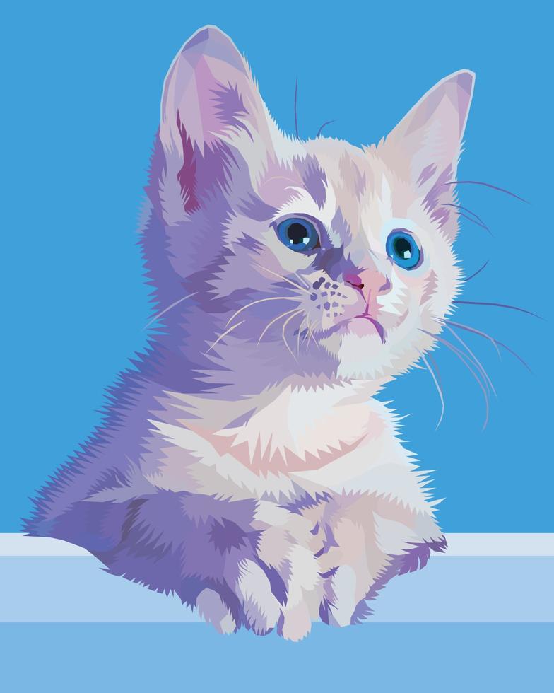 Cat isolated on blue background. vector illustration.