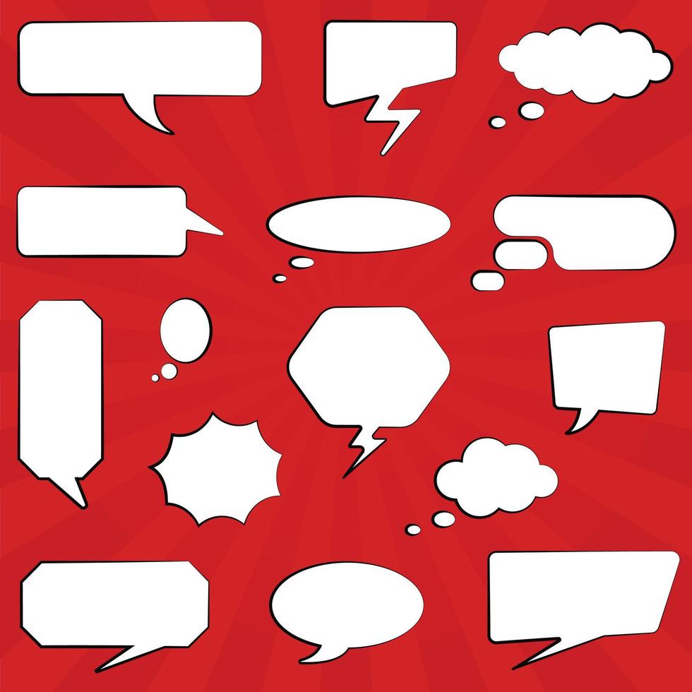 Vector blank empty chat bubble vector illustration with red background