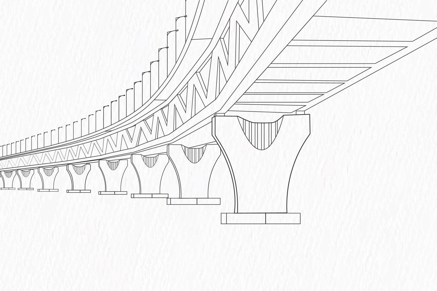 Vector of bangladesh padma bridge line drawing illustration