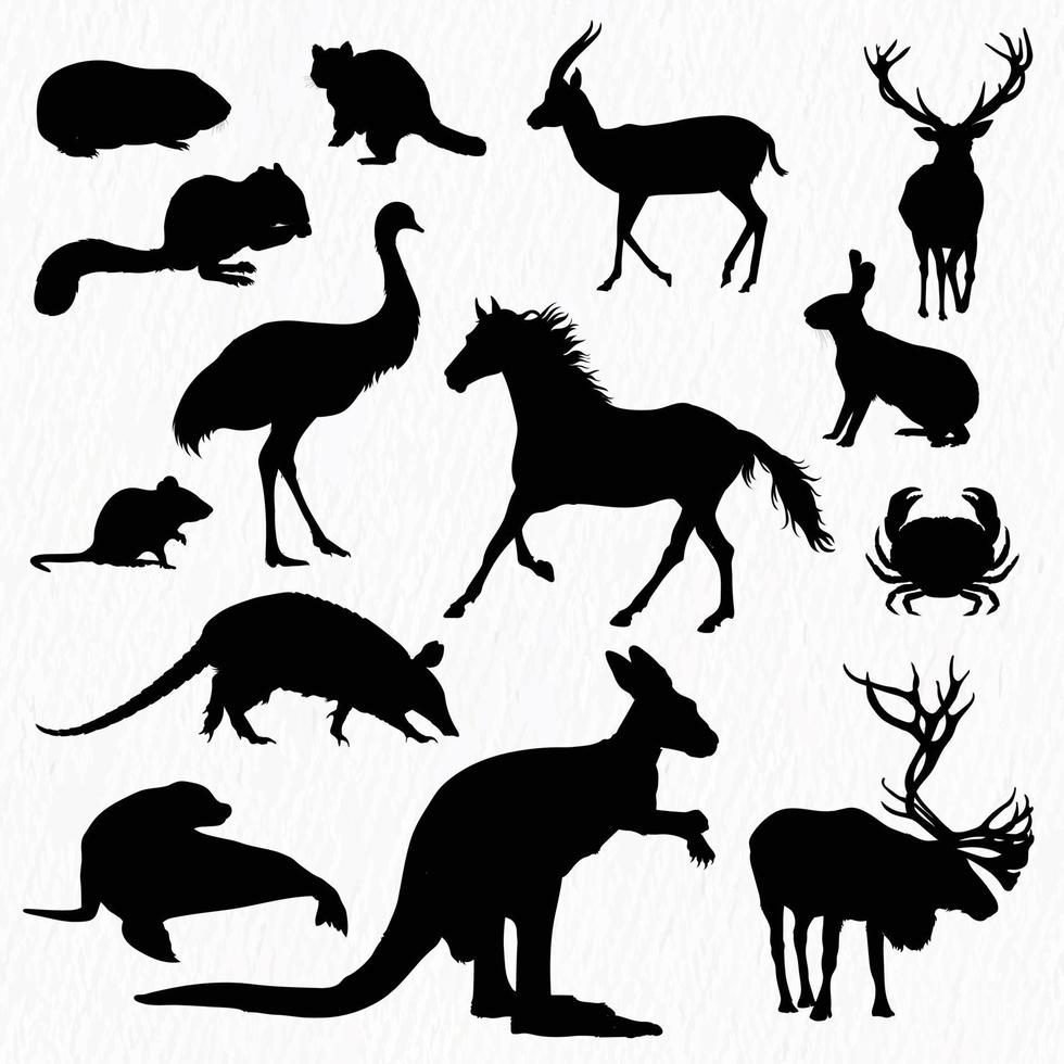 vector africano salvaje animales siluetas colocar. salvaje animal forma sombra aislado en blanco antecedentes.