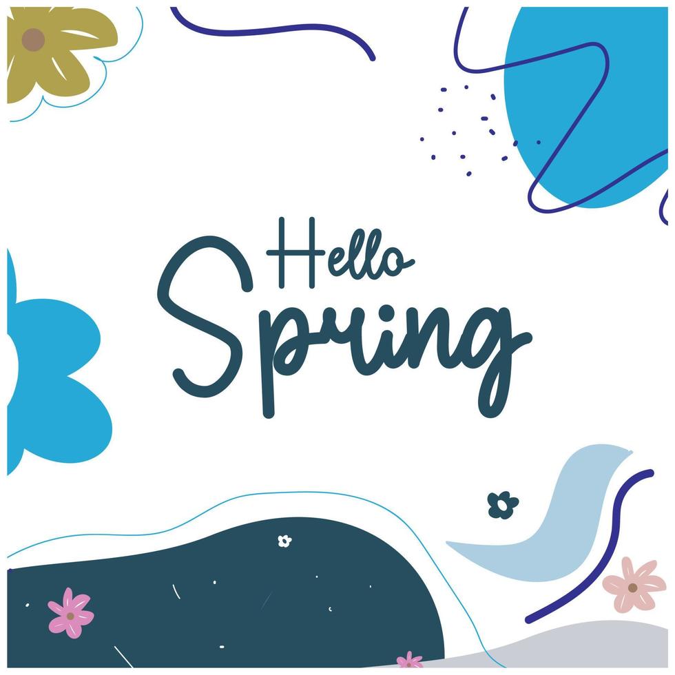 Hello Spring hand-sketched logotype badge typography vector