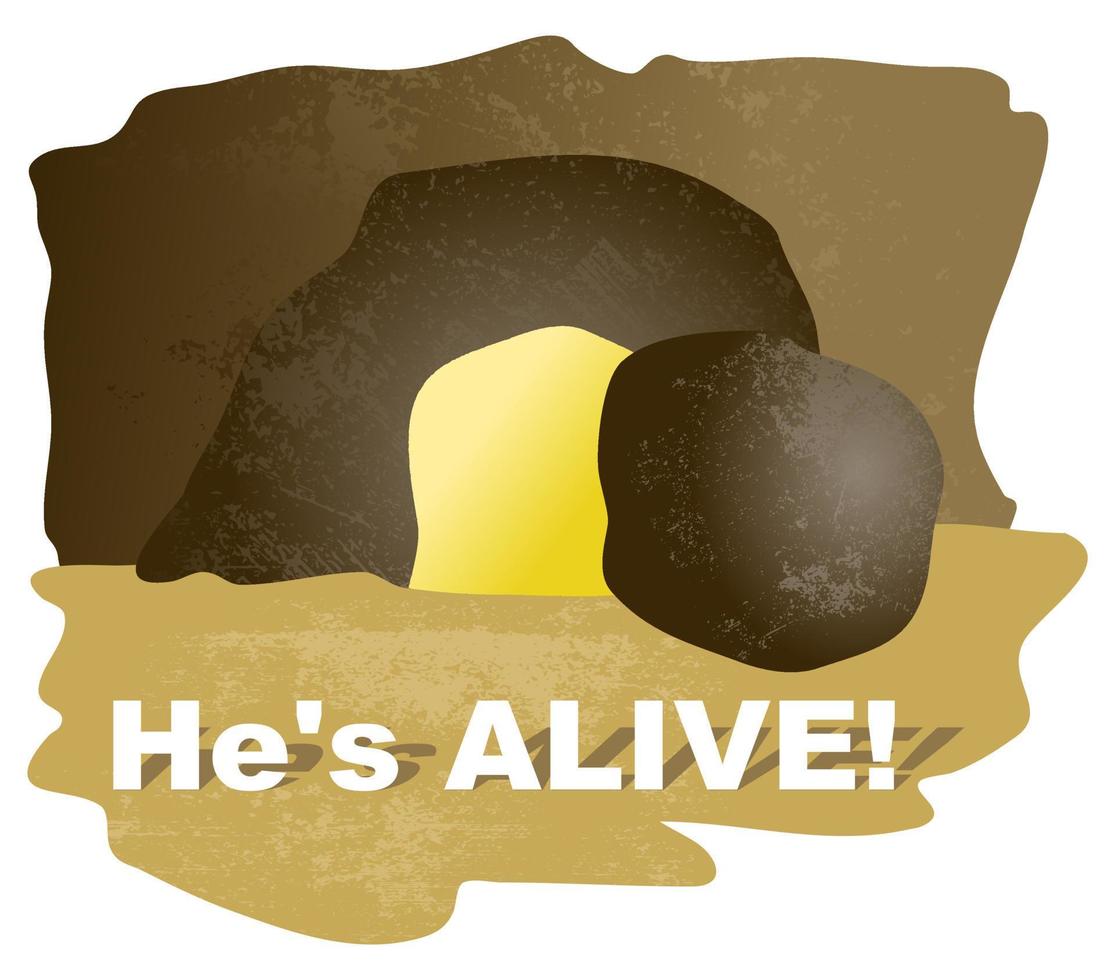él es viva Pascua de Resurrección tumba Roca vector