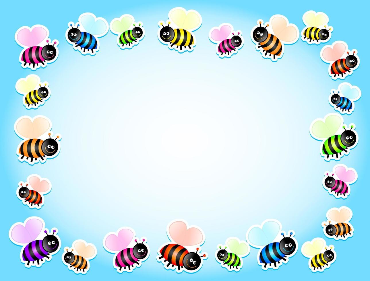 Colorful Cartoon Bee Border Template vector