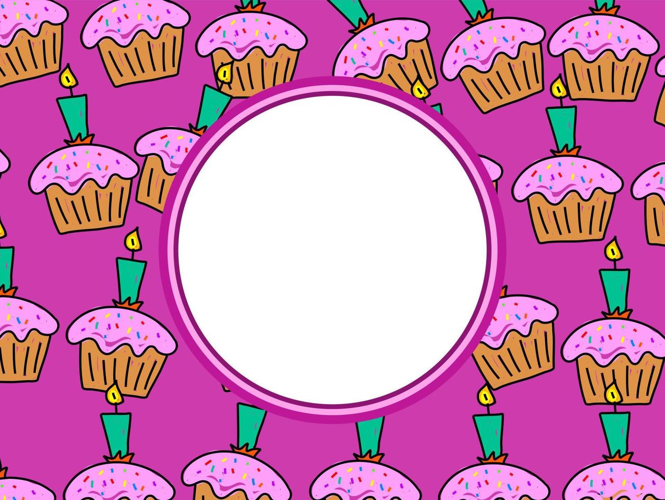 Pink Cup Cake Party Border Template vector