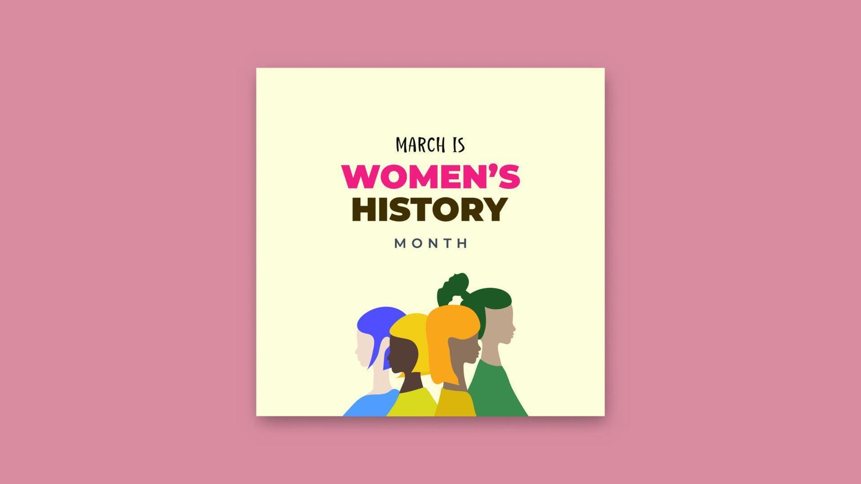 Womens History Month. Womens day celebration background design on march 8th. Vector illustration with copy space area.