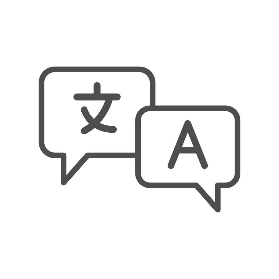Foreign language vector line icon. Online translation vector symbol. Multilingual online translator.