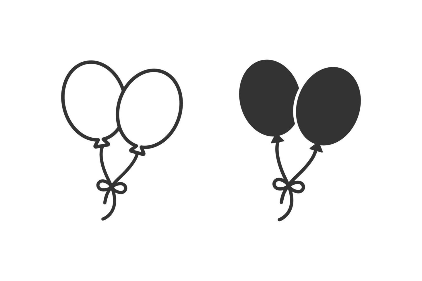 balloons icons set isolated on white background from birthday party collection vector