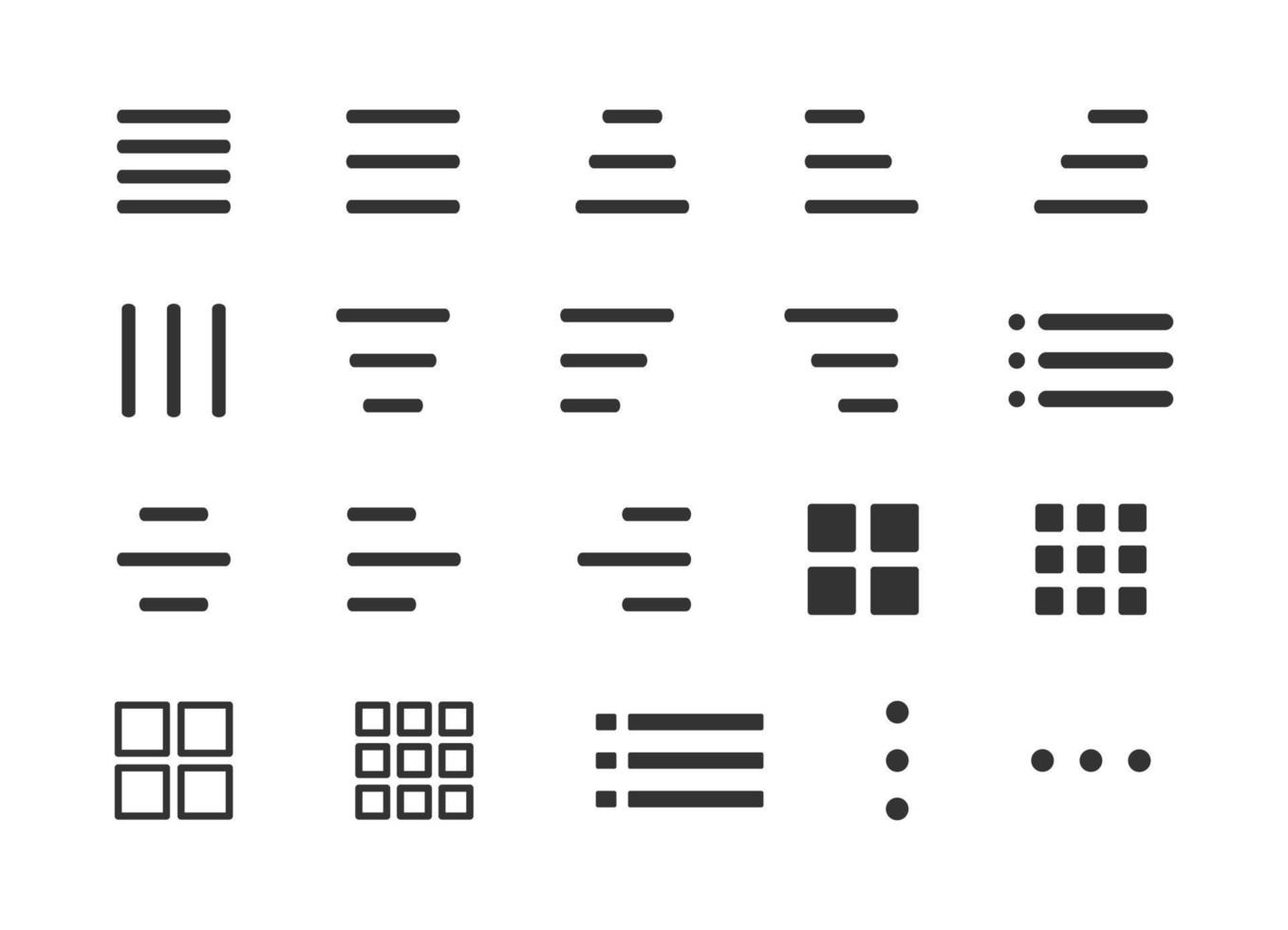 Minimal set of hamburger menu flat icons. Menu icons vector set of UI design elements.