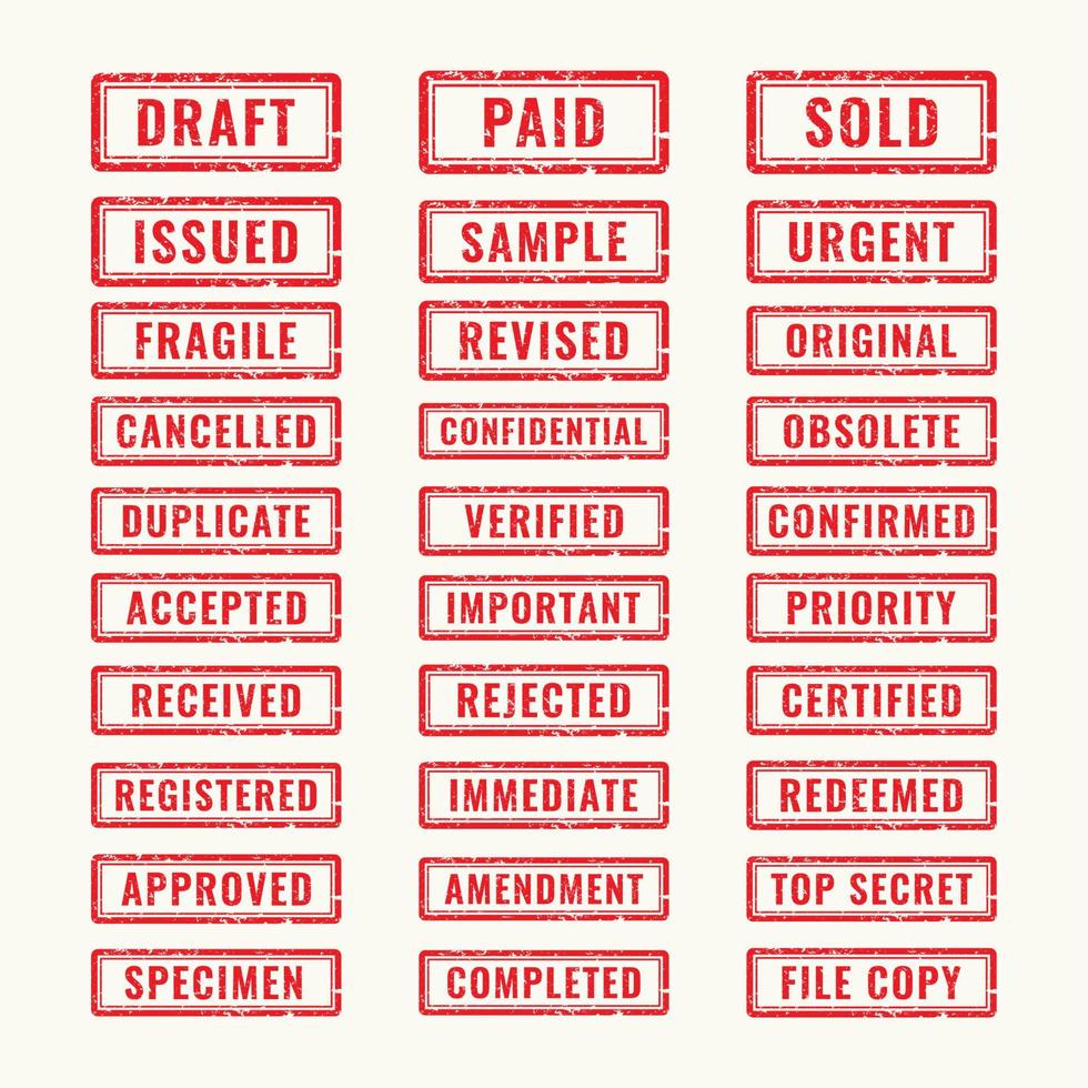 Red Grunge Stamp, for office and business vector