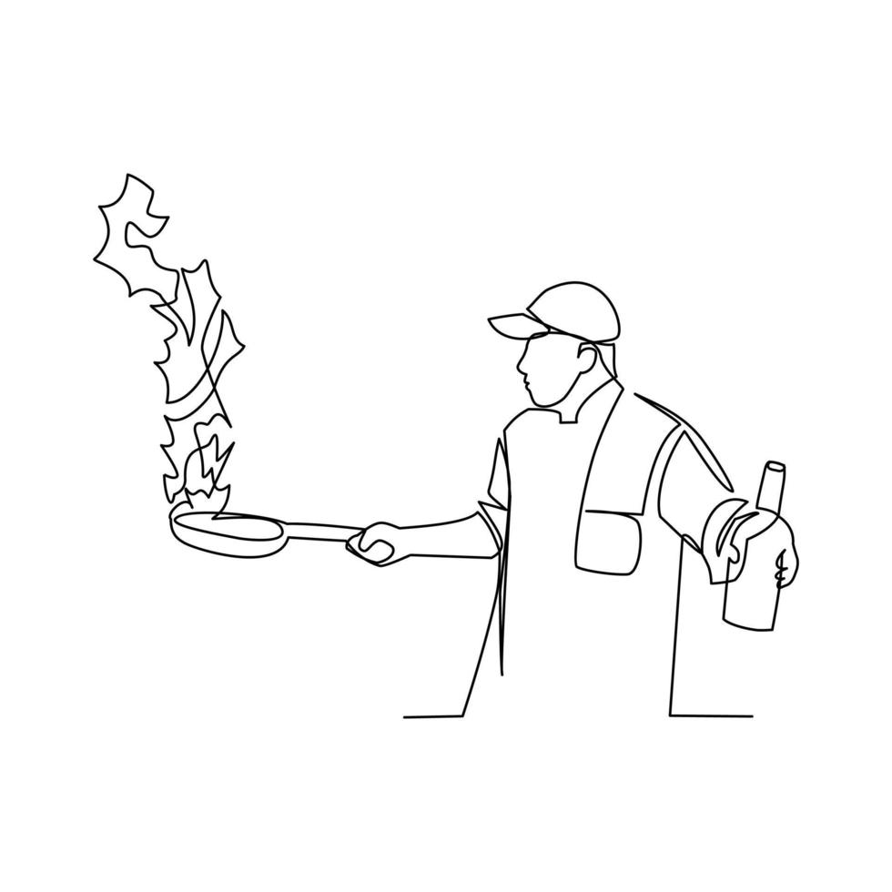Chef vector illustration drawn in line art style