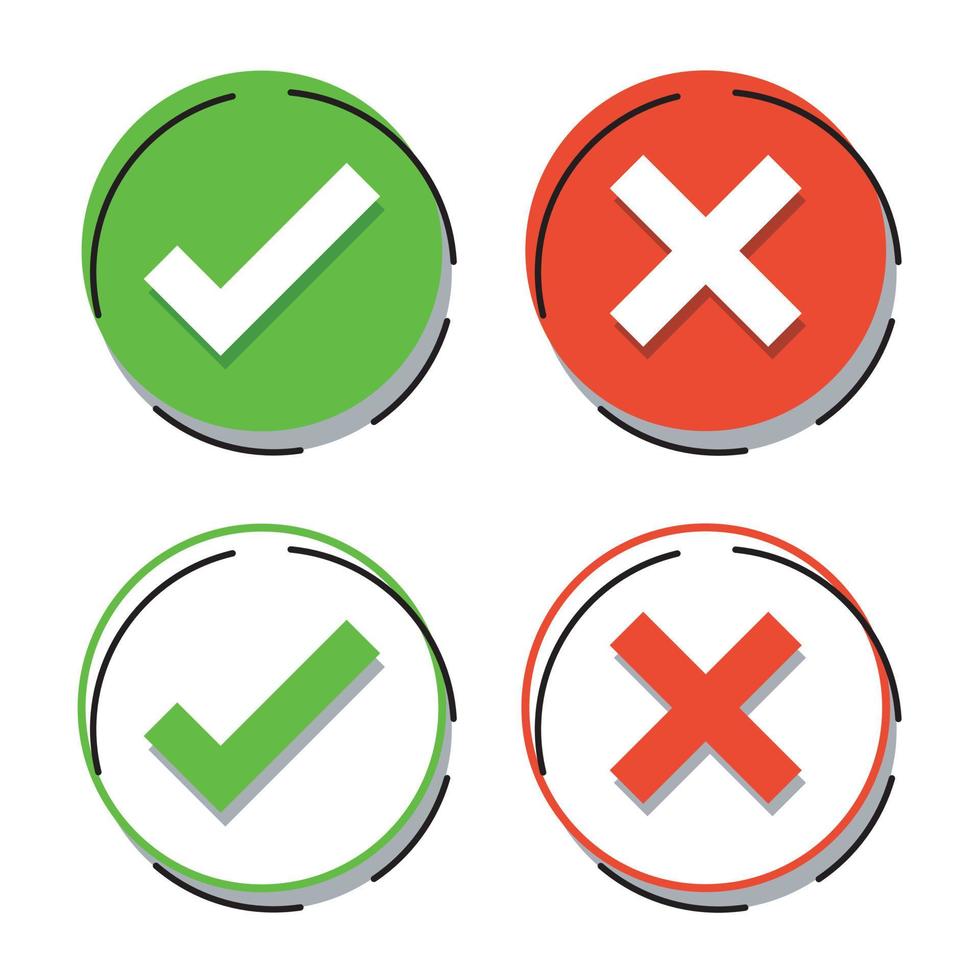Free vector round check mark and cross symbols buttons
