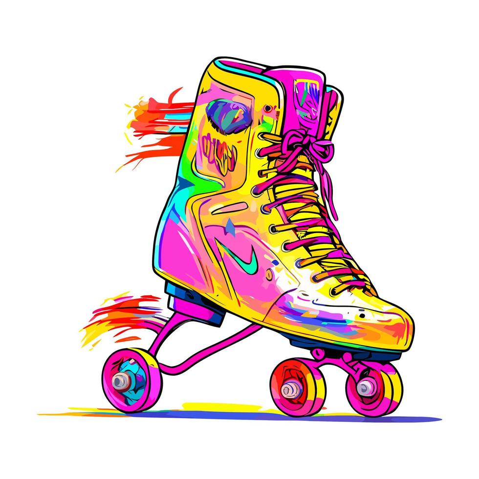 Neon Eighties Retro Roller Skate vector