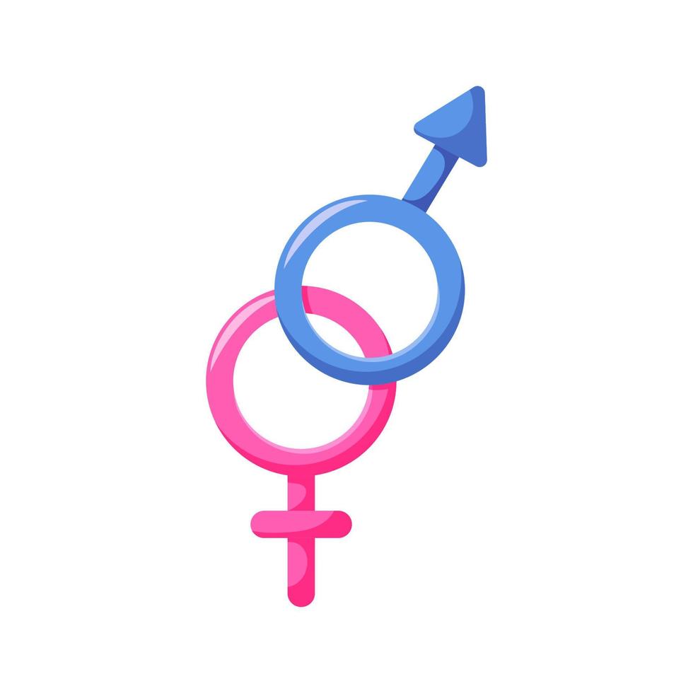 Gender symbol. Pink and blue cartoon icon vector