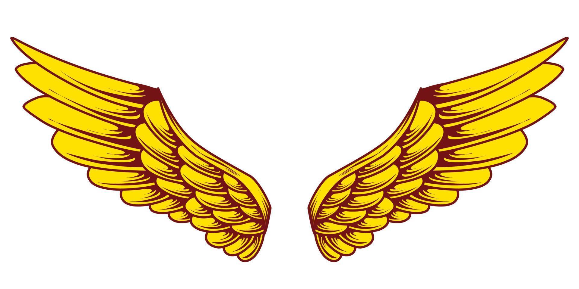 Vector yellow angel wings illustration design