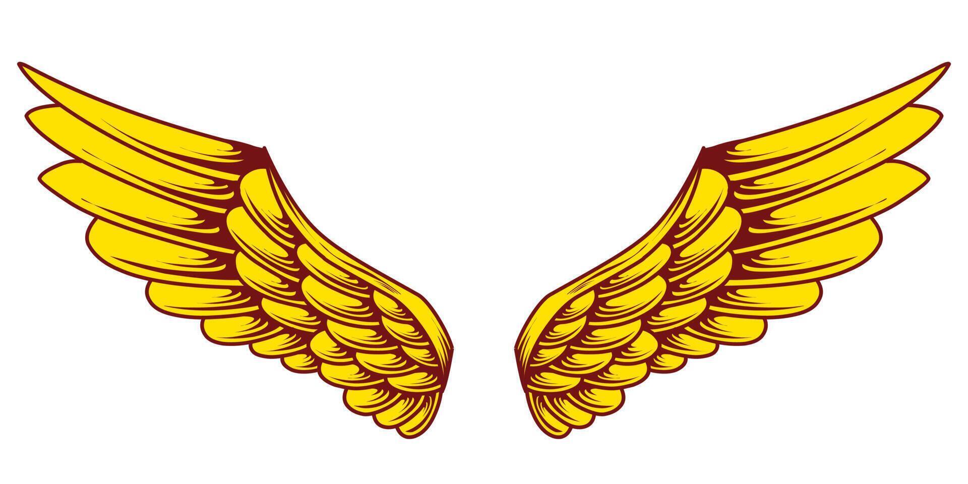 Vector yellow angel wings illustration design