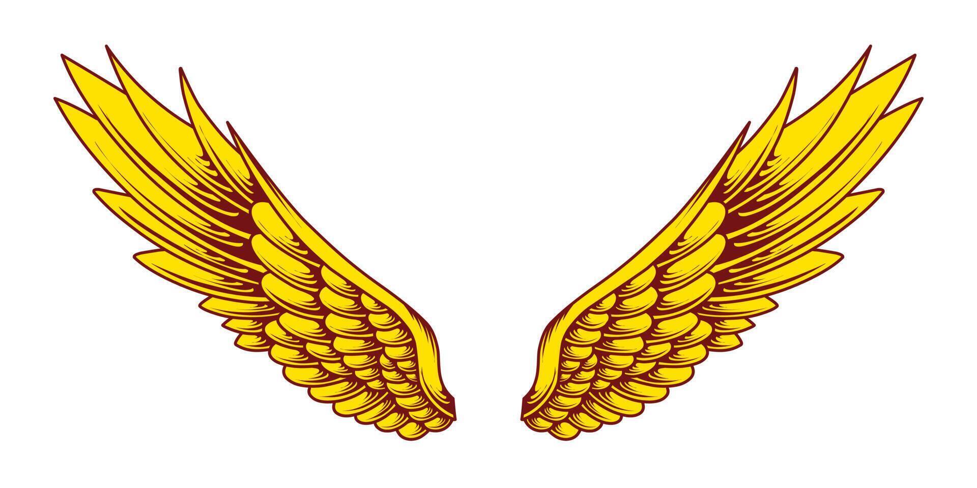 Vector yellow angel wings illustration design