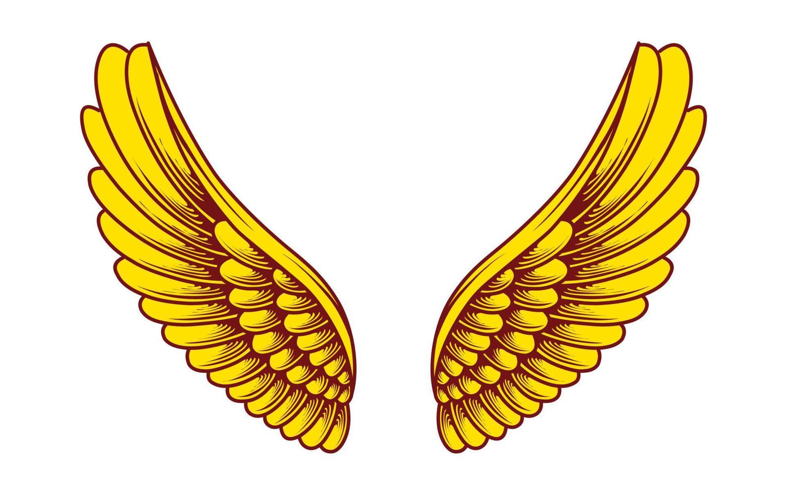 Vector yellow angel wings illustration design