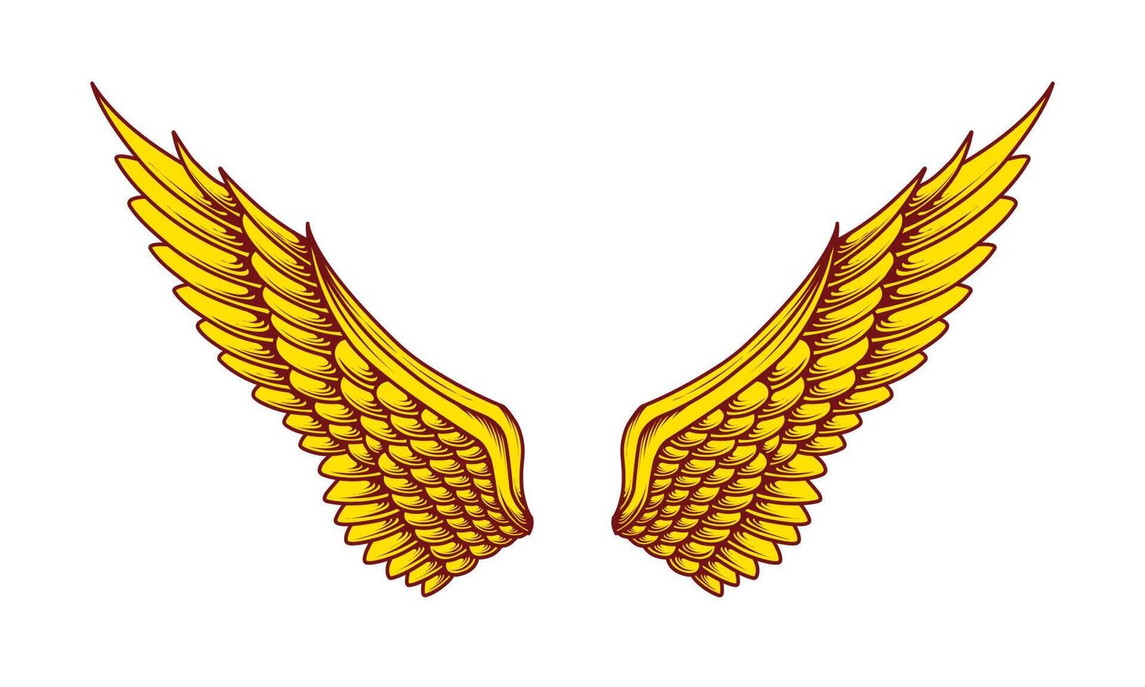 Vector yellow angel wings illustration design