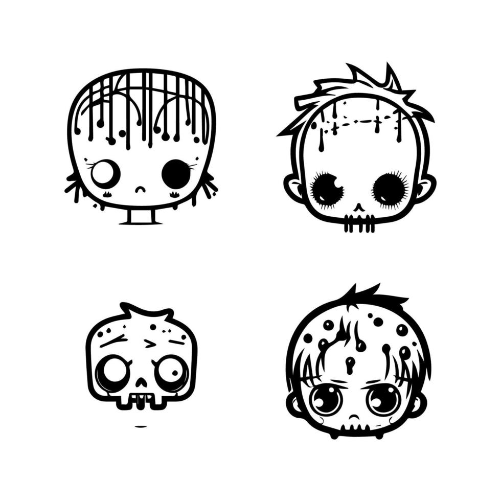 Looking for something cute and creepy Check out our kawaii zombie head collection. Each one Hand drawn with love, these illustrations are sure to bring some undead fun to your project vector