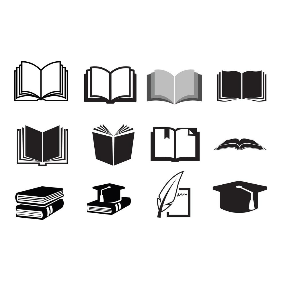 set of book and education icons isolated on white background vector
