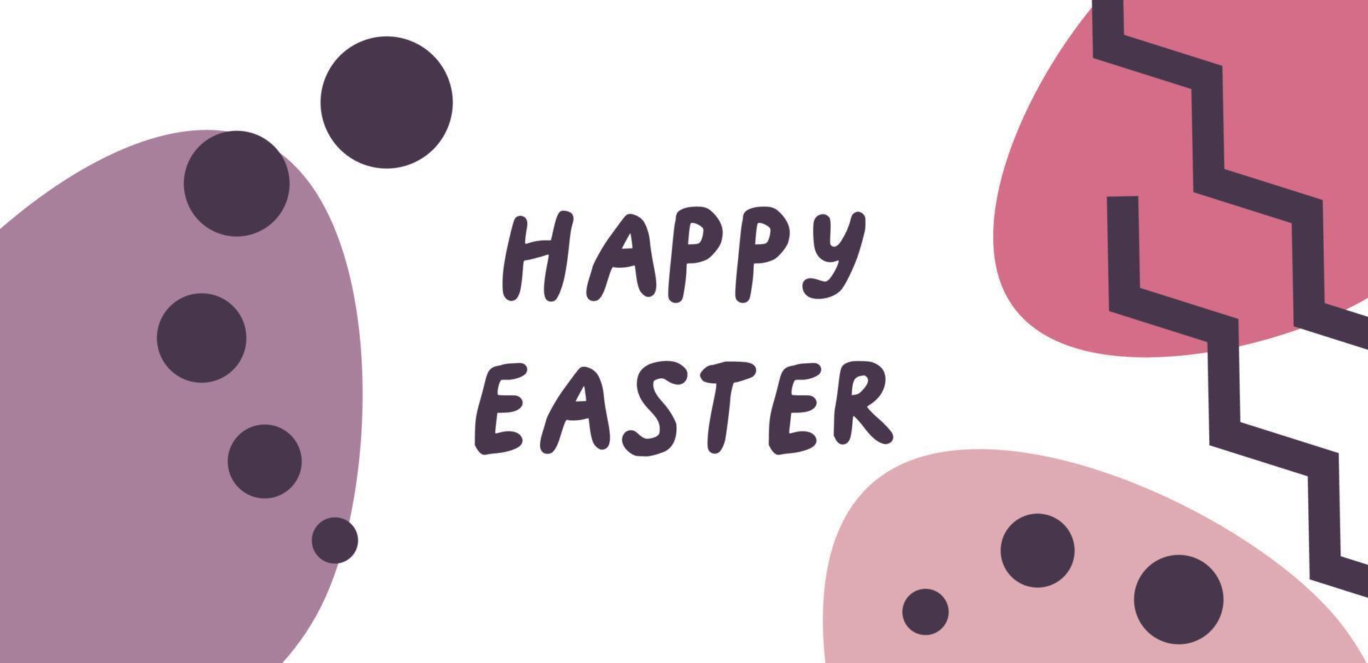 Happy Easter vector illustration with abstract egg forms on white. Minimalistic banner