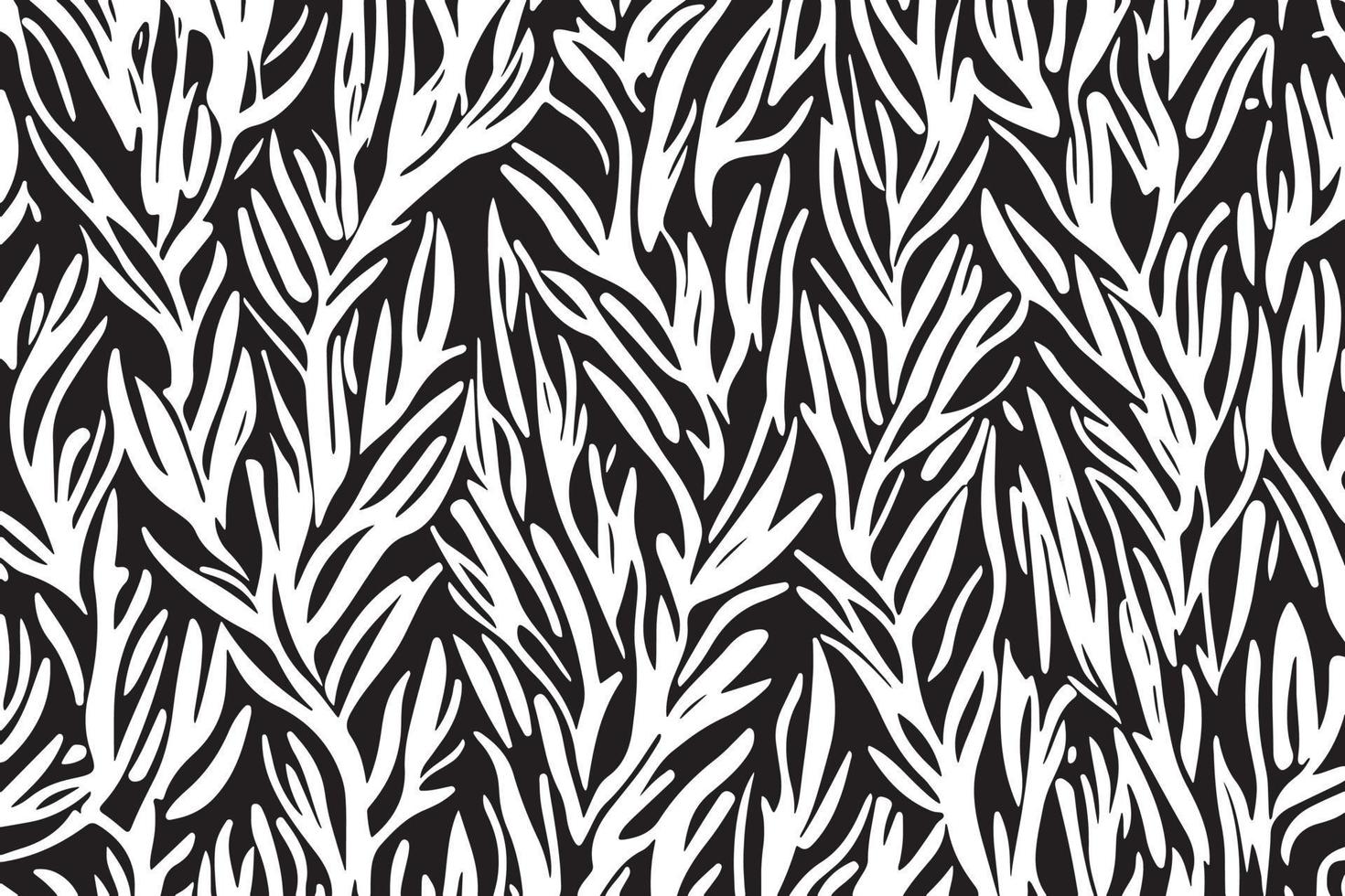 Abstract Black and White Plants Pattern vector