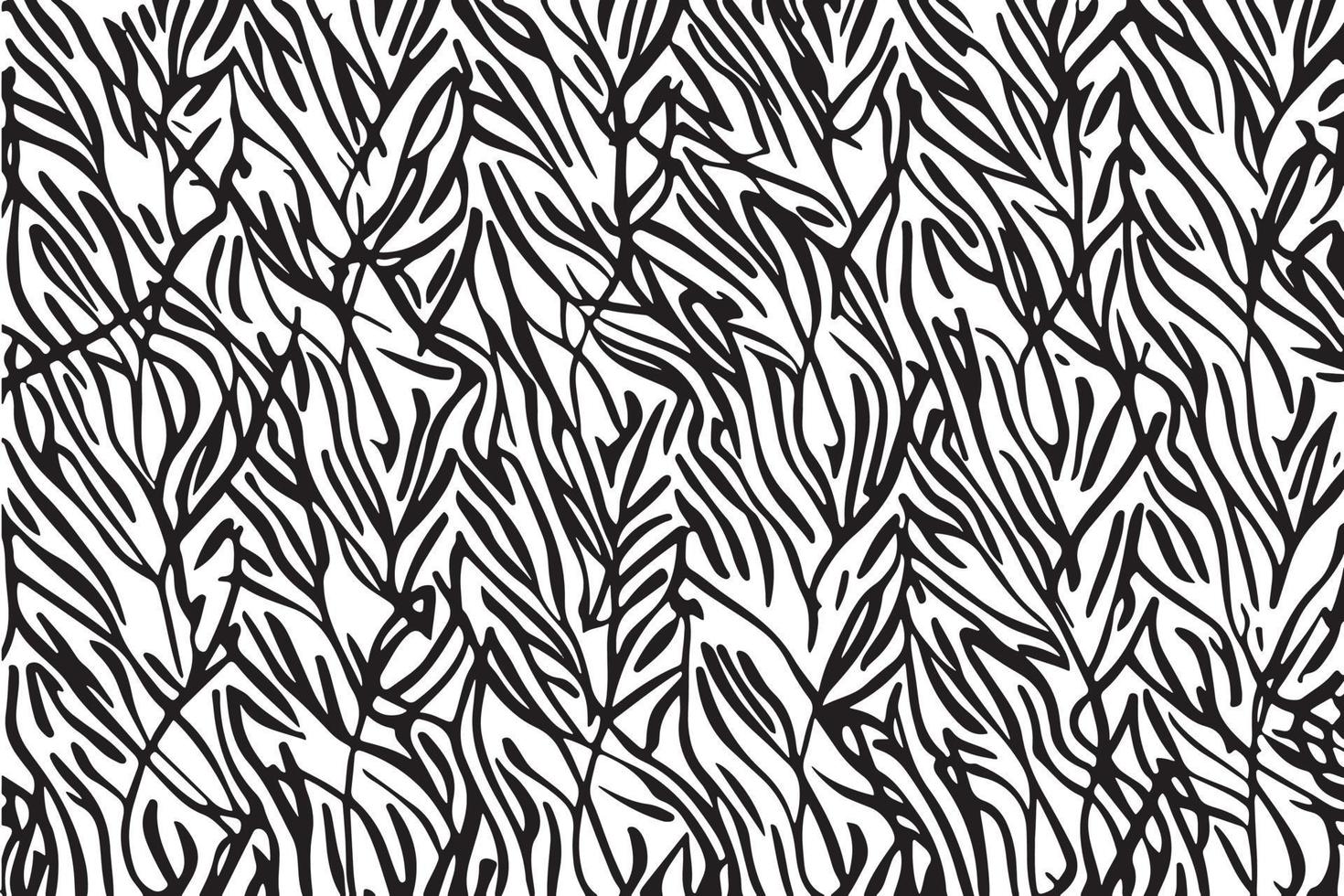 Abstract Black and White Plants Pattern vector