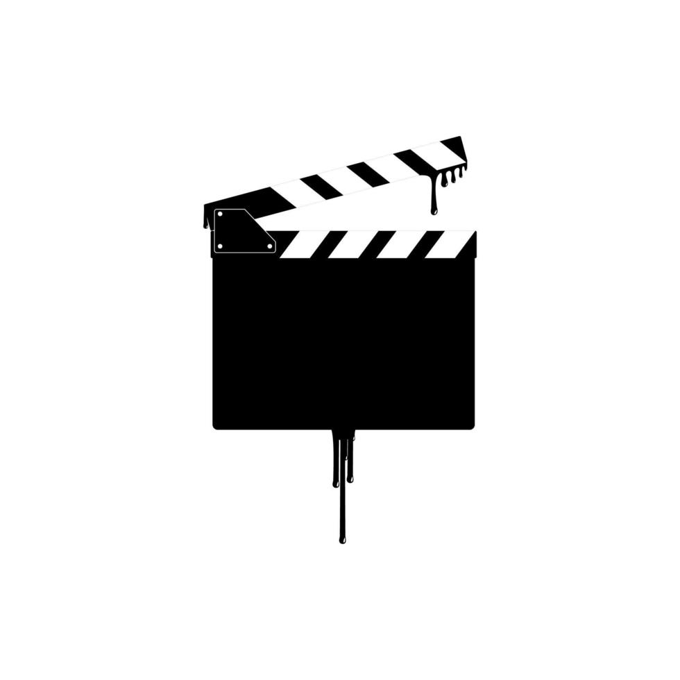 Silhouette of the Bloody Clapperboard Sign for Film or Movie Icon Symbol with Genre Horror, Thriller, Gore, Sadistic, Splatter, Slasher, Mystery, Scary or Halloween Poster Film Movie. Vector