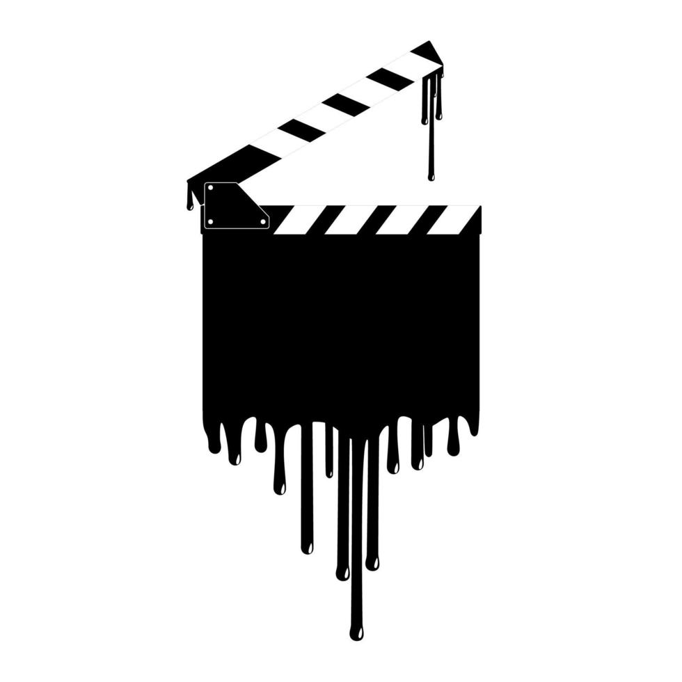 Silhouette of the Bloody Clapperboard Sign for Film or Movie Icon Symbol with Genre Horror, Thriller, Gore, Sadistic, Splatter, Slasher, Mystery, Scary or Halloween Poster Film Movie. Vector