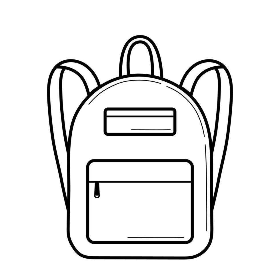 Schoolbag or camp backpack. Hand drawn sketch icon of school element. Isolated vector illustration in doodle line style.