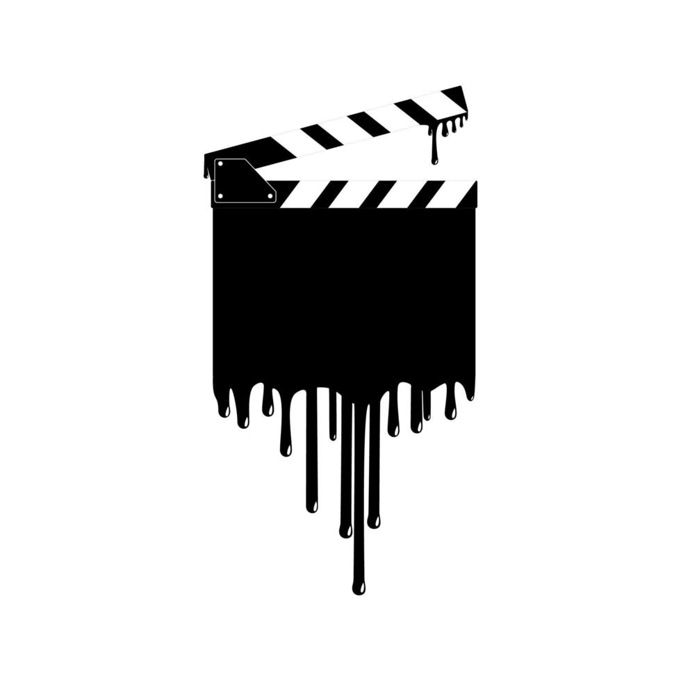 Silhouette of the Bloody Clapperboard Sign for Film or Movie Icon Symbol with Genre Horror, Thriller, Gore, Sadistic, Splatter, Slasher, Mystery, Scary or Halloween Poster Film Movie. Vector