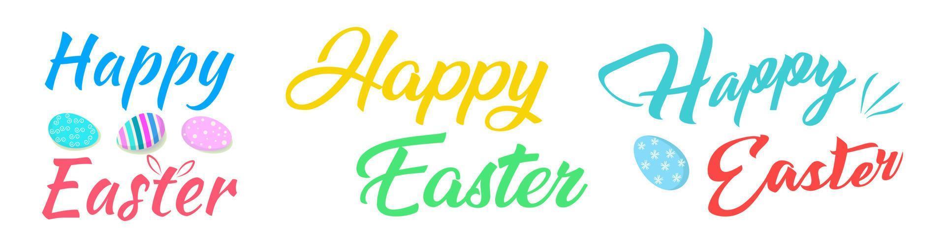 Lettering, Happy Easter concept. Set for the design of Easter cards, flyers, posters. Editable design. vector