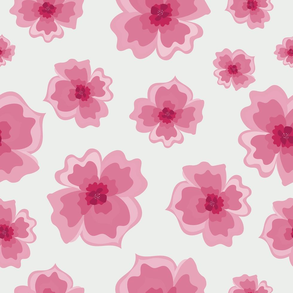 Seamless pattern with large delicate crimson flowers. Design for fabric, packaging, covers. vector