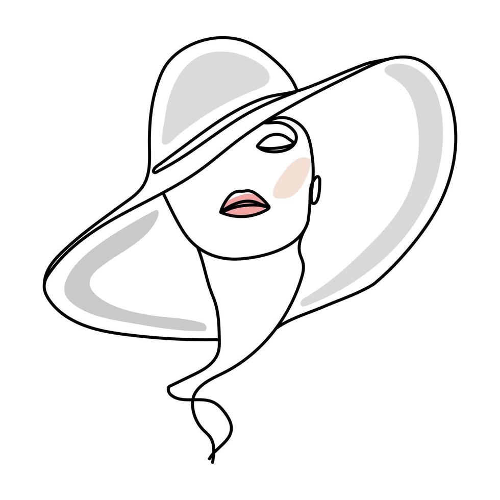 Fashionable line art poster with a girl in one line on a white background. vector