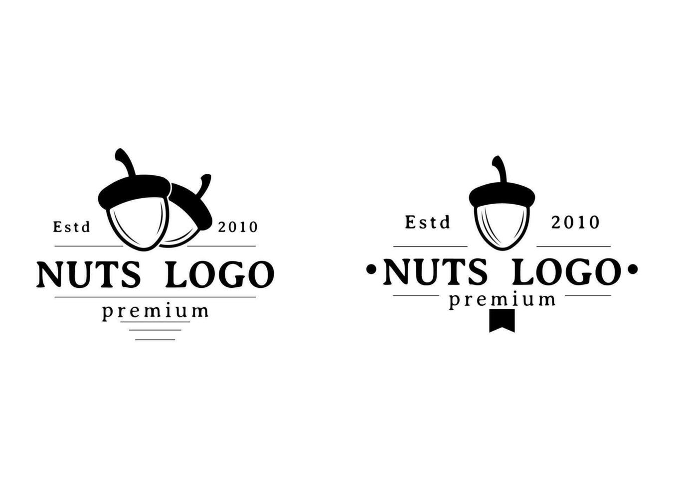 Acorn Oak Nut Drawing Logo Vector Illustration Icon Template