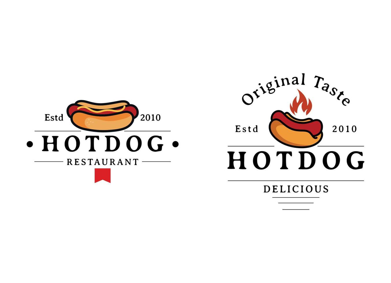 Hotdog illustration vector. Hotdog and fast food restaurant logo design template vector