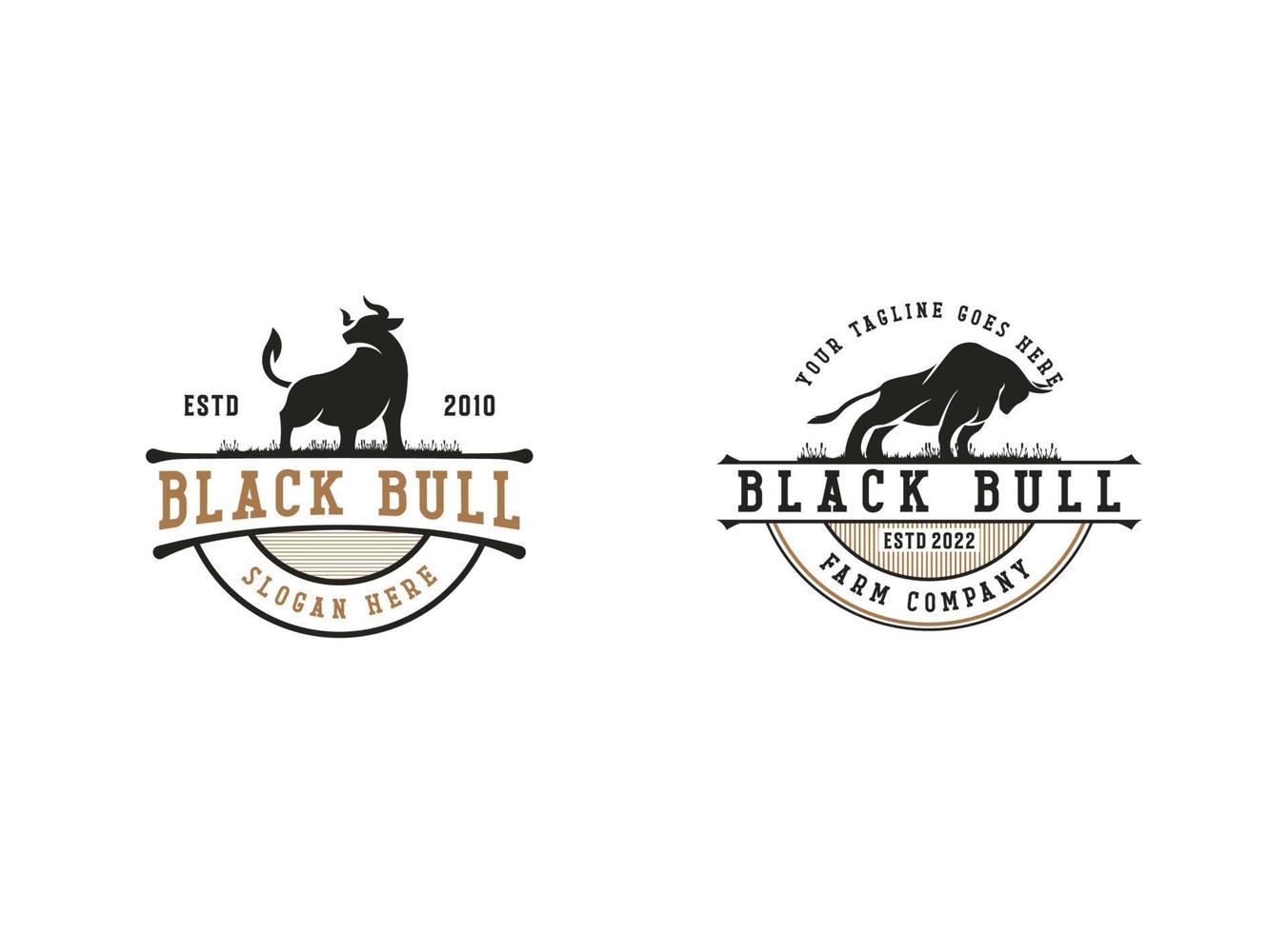 Vintage classic bull longhorn logo design template vector