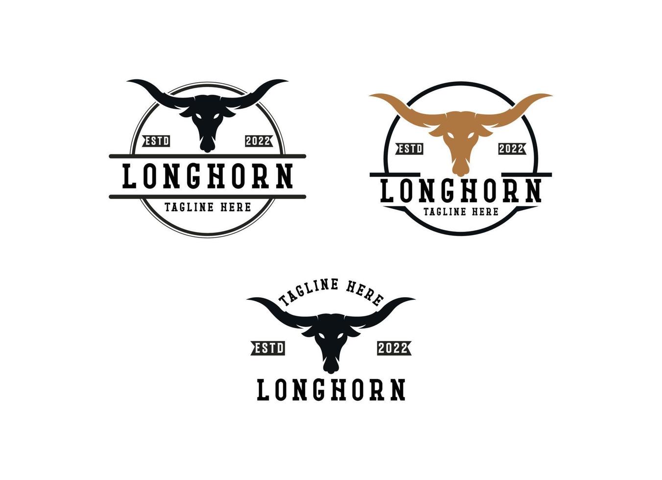 Vintage classic bull longhorn logo design template vector