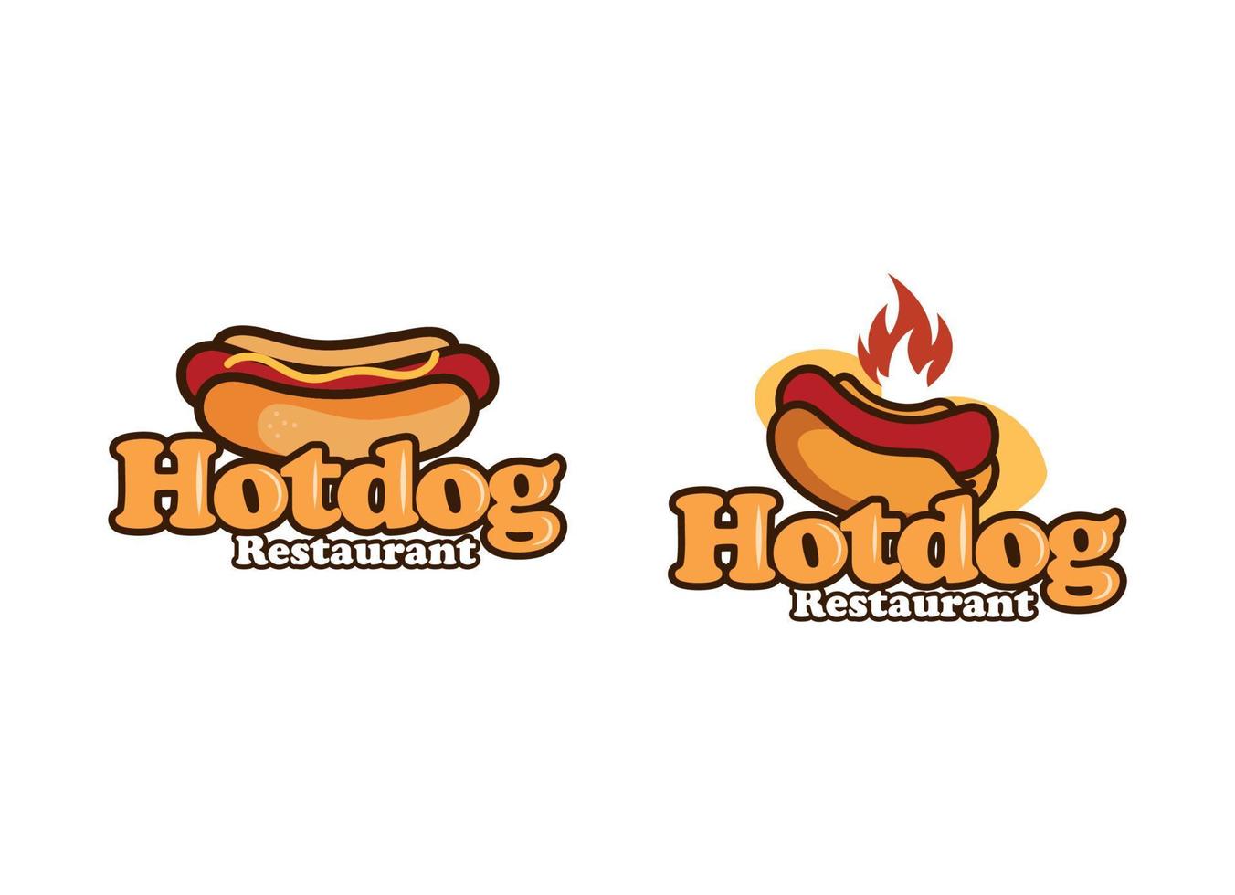 Hotdog illustration vector. Hotdog and fast food restaurant logo design template vector