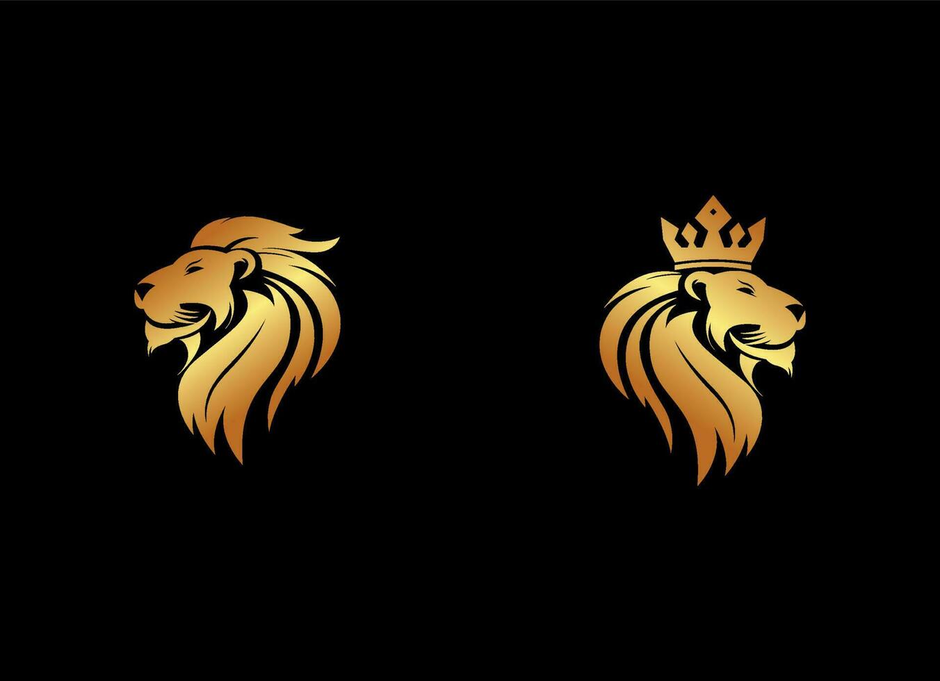 símbolos de la corona del rey real león. elegante logotipo de animal leo dorado. icono de identidad de marca de lujo premium. ilustración vectorial vector