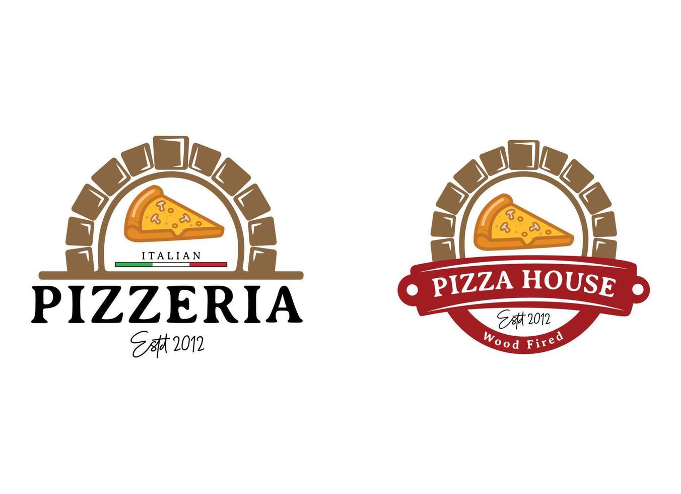 Italian pizza vector logo for restaurant and fast food. Delivery service pizza
