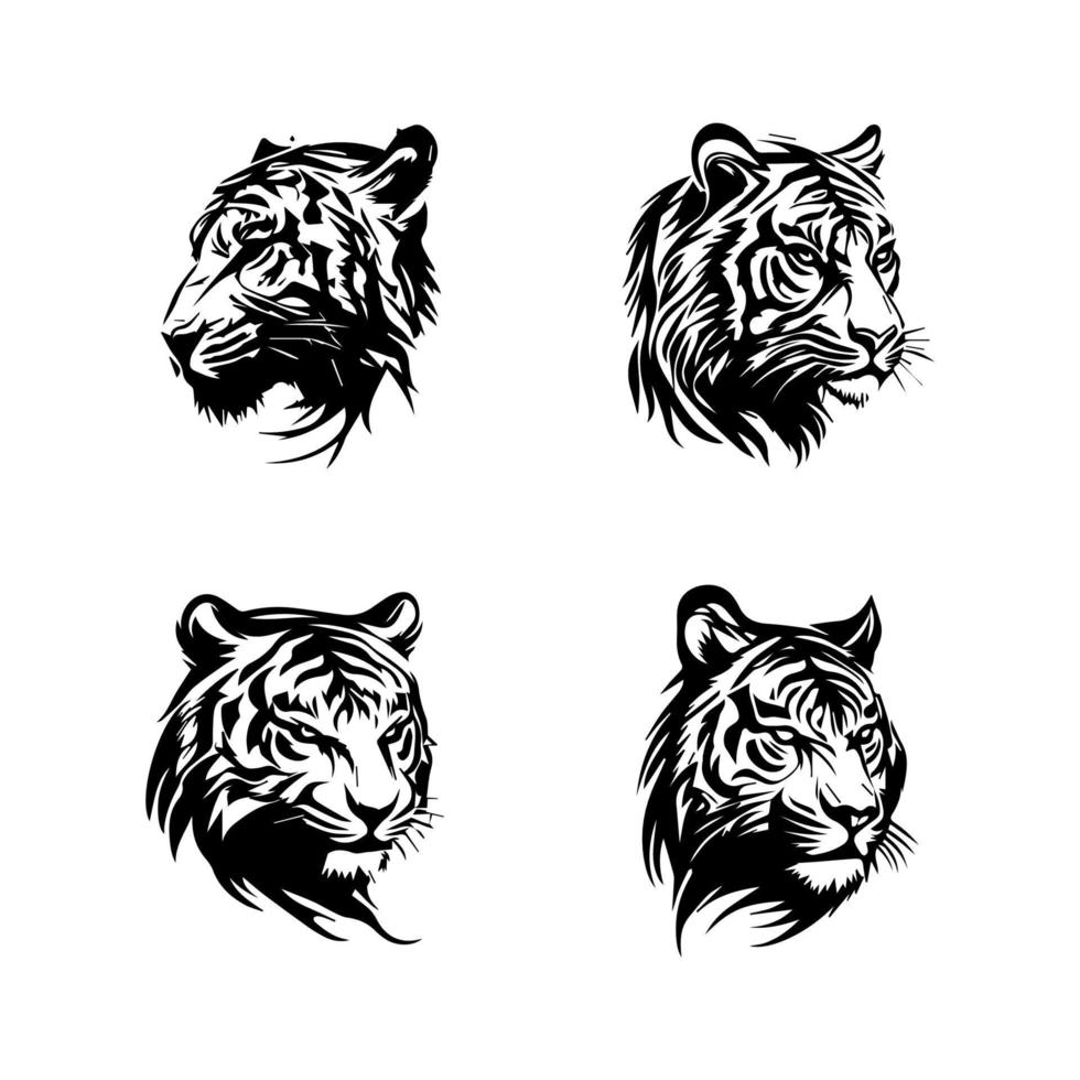 desatraillar tu interior Tigre con nuestra Tigre logo silueta recopilación. mano dibujado con amar, estos ilustraciones son Por supuesto a añadir un toque de poder y ferocidad a tu proyecto vector