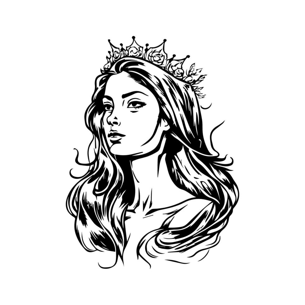 A stylish Chicano girl in black and white, rendered in intricate Hand drawn line art illustration vector
