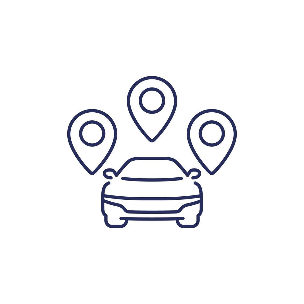 carpool line icon with a car, vector