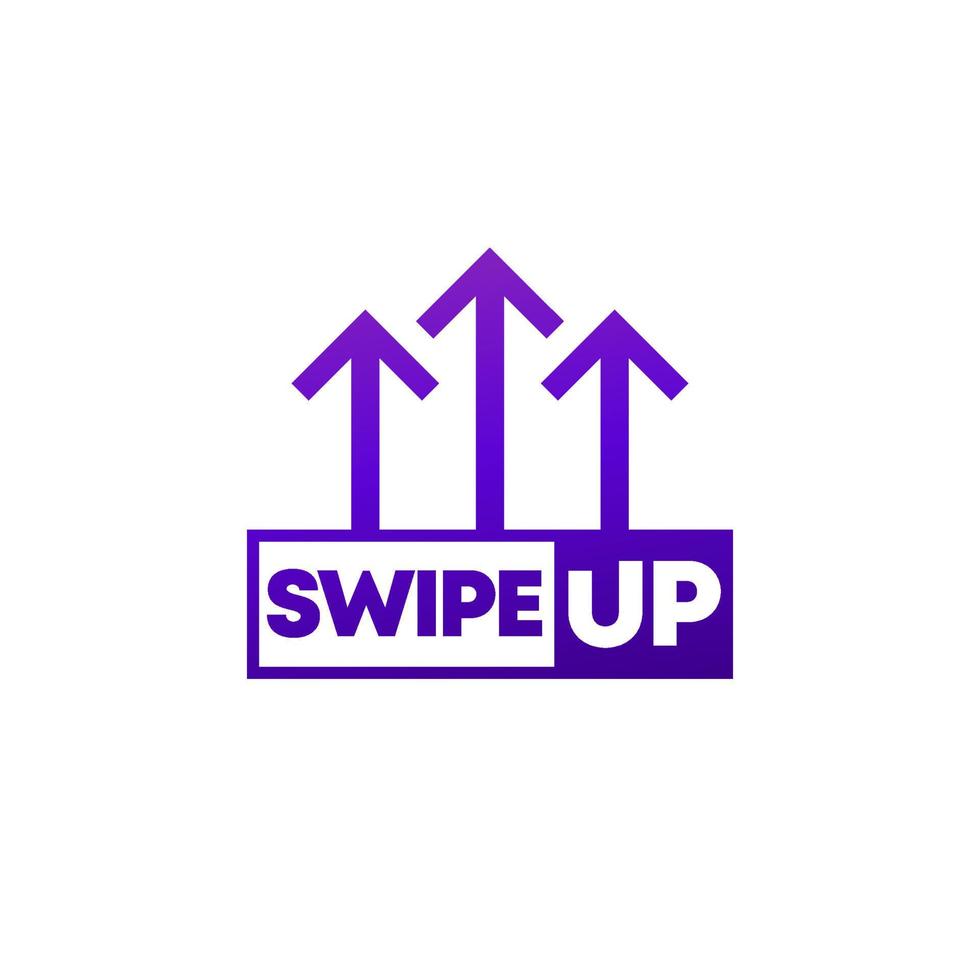 Swipe up vector design with arrows for social media and web