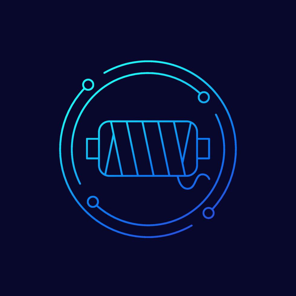 yarn or thread line icon, vector