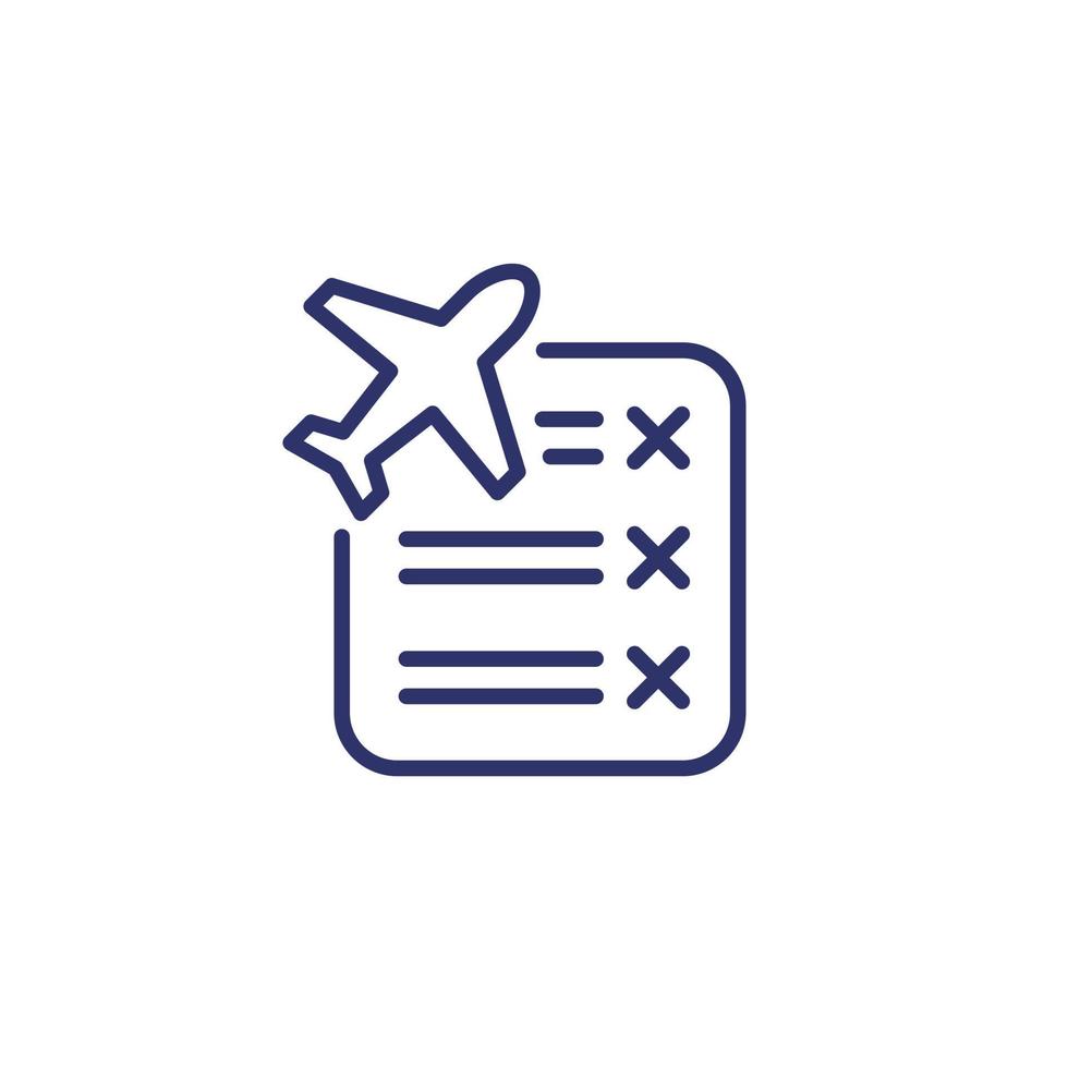 cancelled flights line icon on white vector