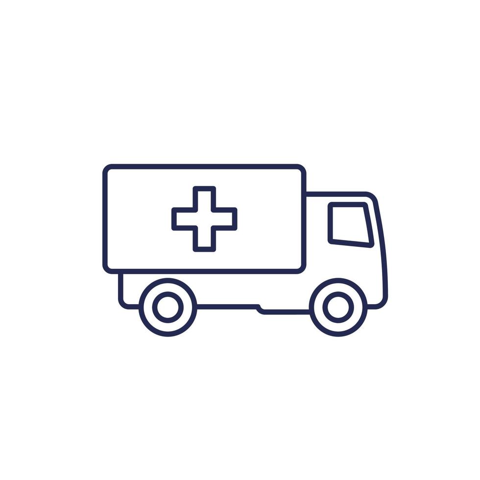 humanitarian aid line icon with a truck vector