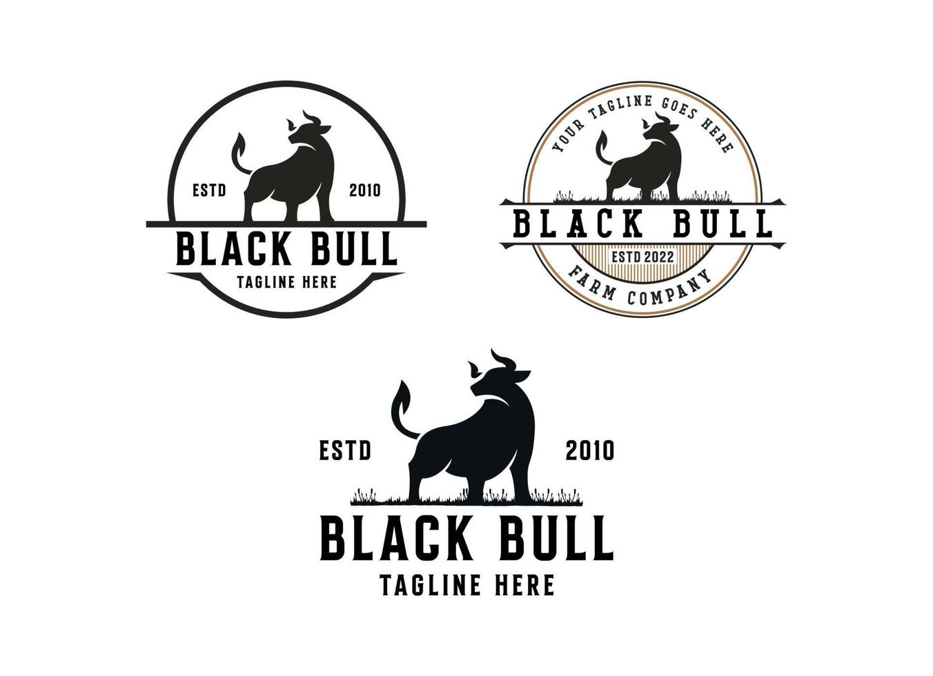 Vintage classic bull longhorn logo design template vector